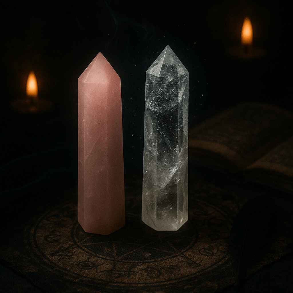 Crystal Energy Towers – Rose Quartz & Clear Quartz