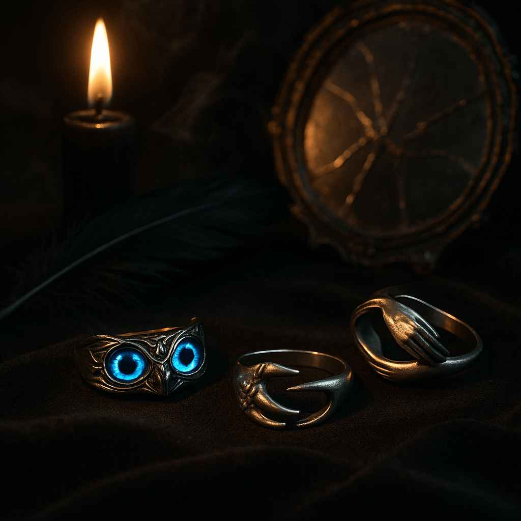 Gothic Ring Set (Owl Eye, Claw, Embrace)