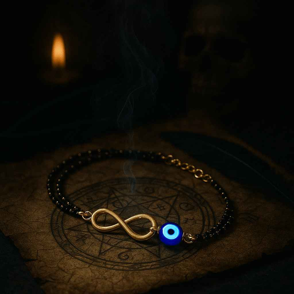 Infinity Evil Eye Black Bead Bracelet