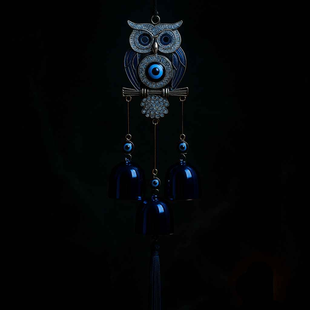 Owl Wind Chime with Evil Eye